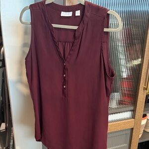 New York & Company Sleeveless Burgundy Blouse